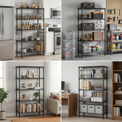 5-Tier Heavy Duty Metal Wire Shelving Rack with Adjustable Shelves
