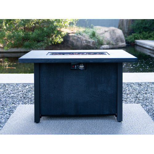 44" W x 25" H Outdoor Patio Propane Gas Fire Pit Table - 50,000 BTU High-temperature-resistant carving process for environmentally friendly materials with the effect of charcoal grain
