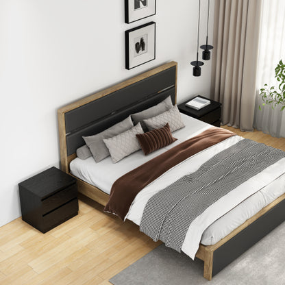 19.7 Inch Black Handle-Free Nightstand, 2 Drawers Thickened Top Plate Bedroom Storage Side Table