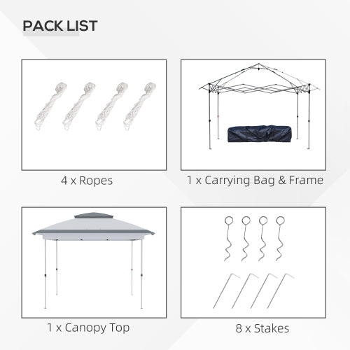 12' x 12' Pop Up Canopy Tent with Netting and Carry Bag, Instant Sun Shelter with 137 sq.ft Shade, Tents for Parties, Height Adjustable, for Outdoor, Garden, Patio, Gray