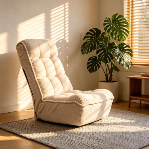 Teddy Fleece Japanese-Style 4-Segment Adjustable Floor Lazy Recliner Chair