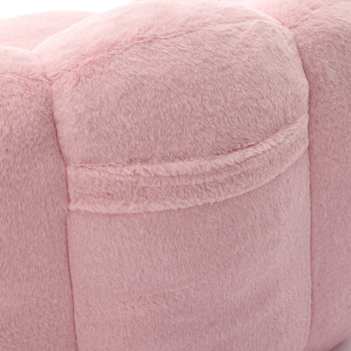 Pink Lotus-Shape Compression Bean Bag Sofa with Pull Ring, No Assembly