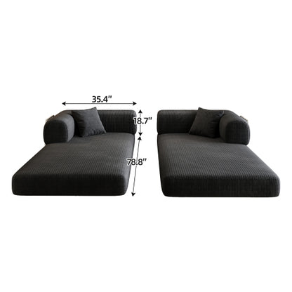 78.8 inch  Black Boneless Corduroy Convertible Compressed Floor Sofa Bed, No Assembly