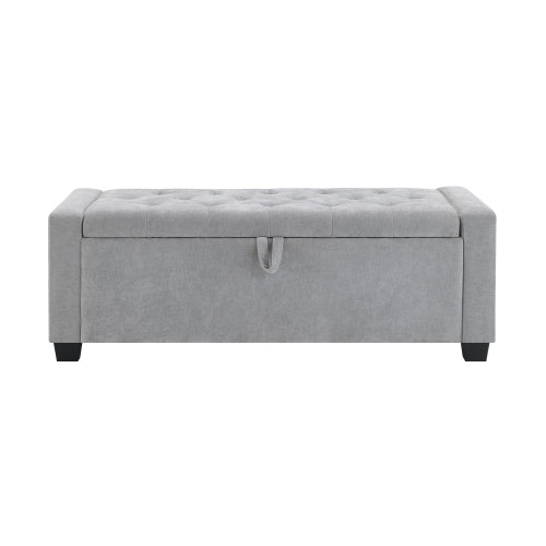 48inch  Ottoman with Storage, Storage Ottoman Bench with Safety Hinge, Upholstered Entryway Bench with Seating for Bedroom, Living Room, Hold up to 350 lb, Light Grey