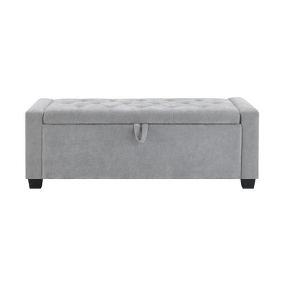 48inch  Ottoman with Storage, Storage Ottoman Bench with Safety Hinge, Upholstered Entryway Bench with Seating for Bedroom, Living Room, Hold up to 350 lb, Light Grey