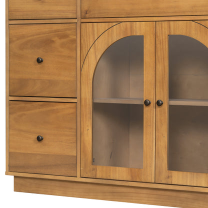 Natural Storage Cabinet with 7 Drawers and 2 Doors