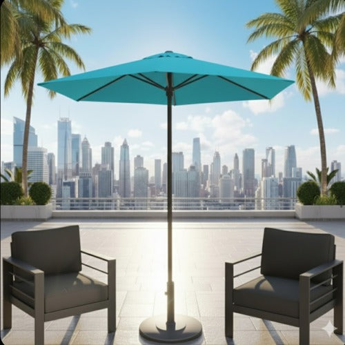 7.5 Feet Blue Market Umbrella with Crank Lift & Tilt. UV-Resistant Canopy for Pool, Backyard & Patio (Without base)