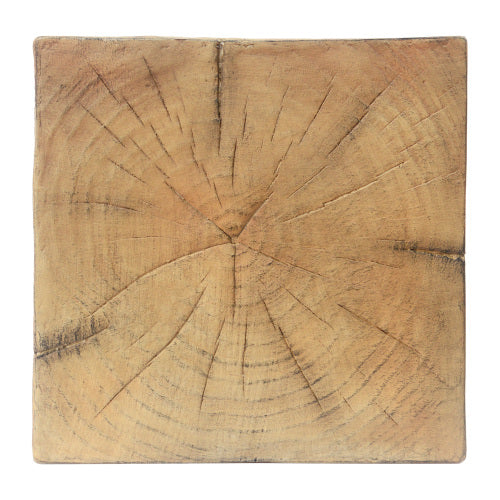 Wood-Look Square-Column MGO End Table, H27.75",Wood-Like Distressed Finish, Mix with Different Heights, Indoor Outdoor Use,Natural Color