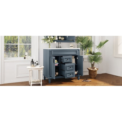 36'' Bathroom Vanity with Top Sink, Modern Bathroom Storage Cabinet with 2 Soft Closing Doors and 2 Drawers, Single Sink Bathroom Vanity