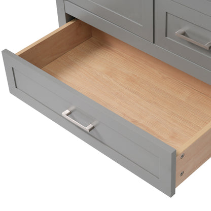 30" Gray Bathroom Vanity with Sink Combination Set, Bathroom Storage Cabinet with Soft Close Door, 3 Soft Close Drawers and Removable Tray, Solid Wood Frame