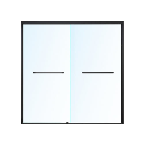 56-60*60 INCH Frame Double Sliding soft-close Shower Doors, Bathroom Sliding Shower Door, (6mm) Thick SGCC Tempered Glass Door For Bathroom Door ,Matte Black