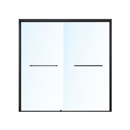 56-60*60 INCH Frame Double Sliding soft-close Shower Doors, Bathroom Sliding Shower Door, (6mm) Thick SGCC Tempered Glass Door For Bathroom Door ,Matte Black