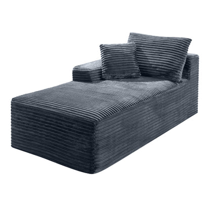 Gray Corduroy Legless Floor-Hugging Modular Accent Chair