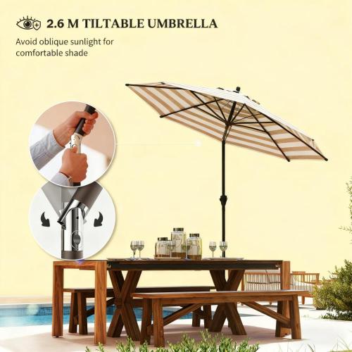 Outdoor Market Umbrella,Patio Umbrella,2-Tier Vented Patio Table Umbrella with Crank 8 Ribs,Tiltable Porch Umbrella,for Outdoor