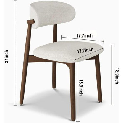 Solid Ash Wood Dining Chairs with Upholstered Seats, Set of 2, Walnut