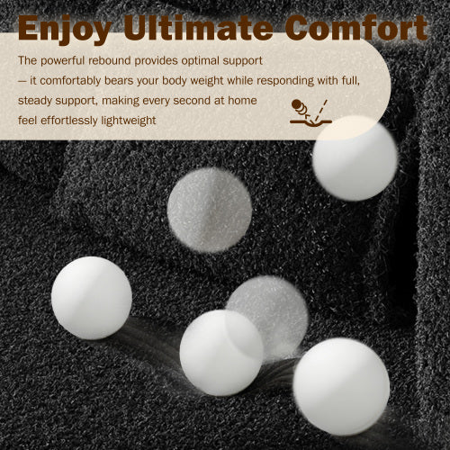 Black Convertible Sherpa-Fleece Full-Size Floor Sofa-Bed 15 inch  Height with 2 Pillows No-Assembly