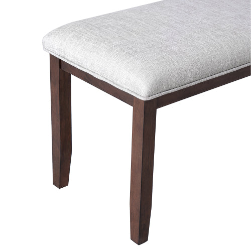 Upholstered Bench for Bedroom End of Bed,38-inch Entryway Bench for Living Room,Dining Bench with Padded Seat and Solid Wood Leg for Kitchen Bedroom,Indoor and Hallway (Bench, Beige+Cherry)