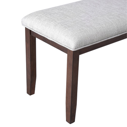 Upholstered Bench for Bedroom End of Bed,38-inch Entryway Bench for Living Room,Dining Bench with Padded Seat and Solid Wood Leg for Kitchen Bedroom,Indoor and Hallway (Bench, Beige+Cherry)