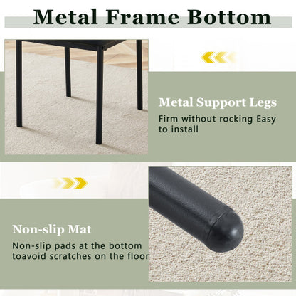 Striped Back PU Dining Chairs with Black Metal Legs, Set of 2, Black