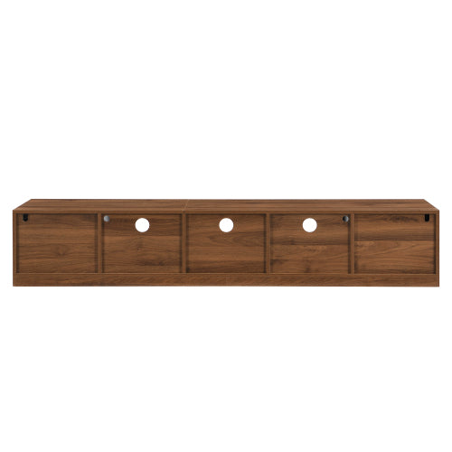 70.8 inch Walnut APP Control RGB LED Glass Flip Door TV Stand Legless Media Console For 80 inch TV