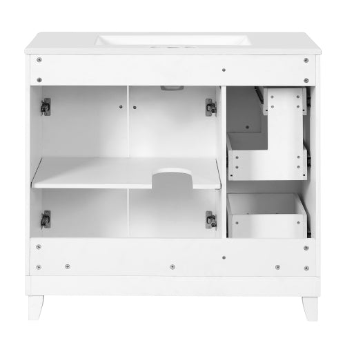 36" Bathroom Vanity with Ceramic Sink, Standard and Double-Layer Drawers, Soft Close Doors, Adjustable Shelves, Modern Storage Cabinet for Small and Medium Bathrooms