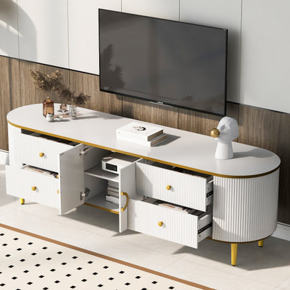 Modern 71 inch TV Stand with 4 Drawers, Cabinet and Cable Management