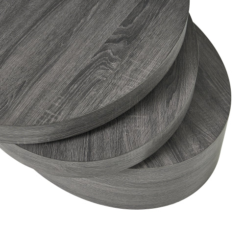 3-Layer Rotating Oval Coffee Table, Matte Black