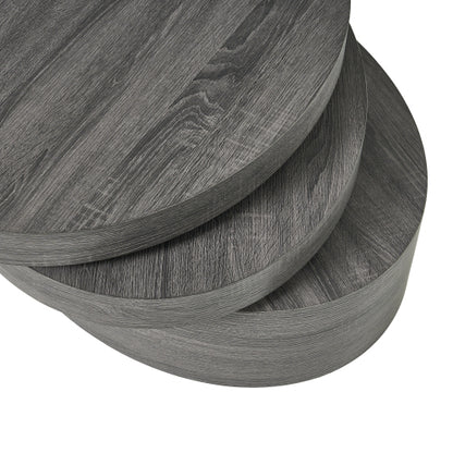 3-Layer Rotating Oval Coffee Table, Matte Black