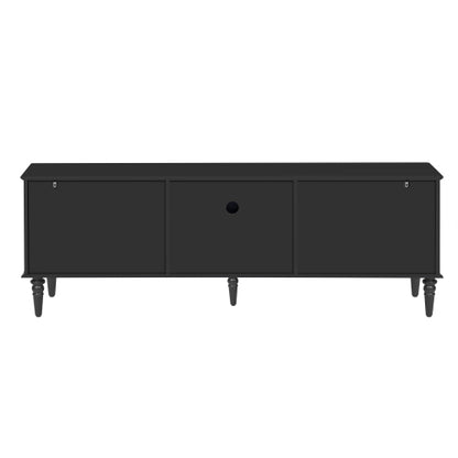 68.9 Inch Retro Fluted Glass TV Stand for 75 Inch TV with 5 Solid Pine Legs