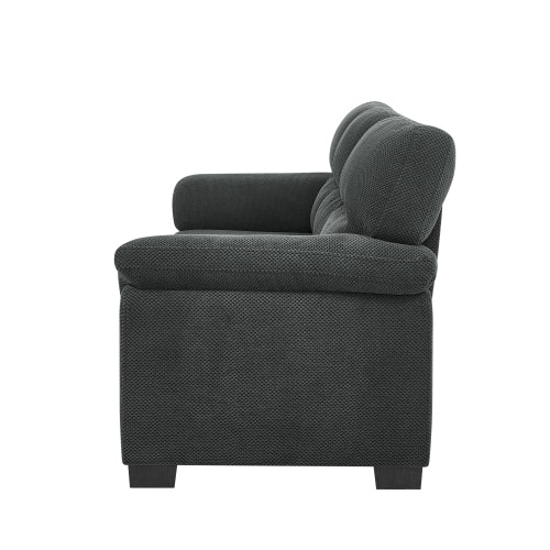 Dark Gray 3-Seater Textured Fabric Minimalist Living Room Sofa