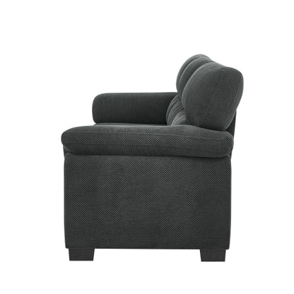 Dark Gray 3-Seater Textured Fabric Minimalist Living Room Sofa