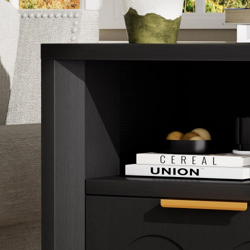 Black 2-Pack Nightstands with Charging Station
