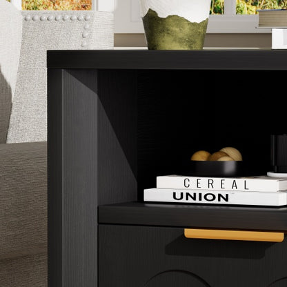 Black 2-Pack Nightstands with Charging Station