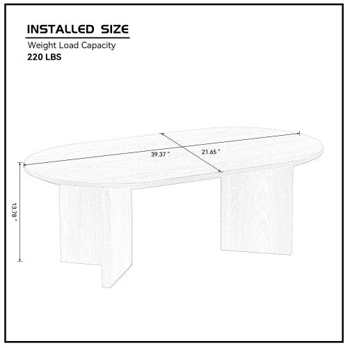 39.37inch  Oval Coffee Table, Walnut Veneer