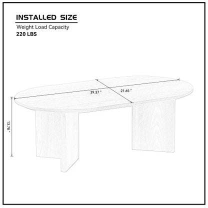39.37inch  Oval Coffee Table, Walnut Veneer