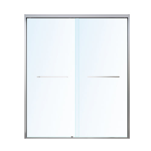 56-60*72 INCH Frame Double Sliding soft-close Shower Doors, Bathroom Sliding Shower Door, (6mm) Thick SGCC Tempered Glass Door For Bathroom Door ,Brushed Nickel