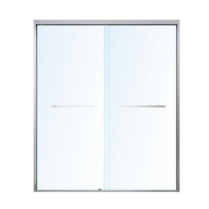 56-60*72 INCH Frame Double Sliding soft-close Shower Doors, Bathroom Sliding Shower Door, (6mm) Thick SGCC Tempered Glass Door For Bathroom Door ,Brushed Nickel