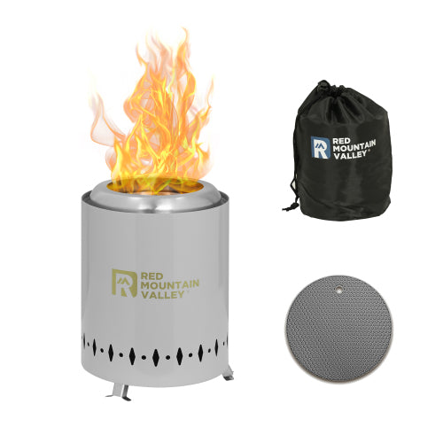 Smokeless Tabletop Fire Pit with Mat, Portable Mini Low Smoke Camping Stove