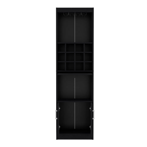 Bar Cabinet 5-Tier, Wine Cabinet, Liquor Cabinet, 12 Bottle Cubbies, 5 Shelves, Black