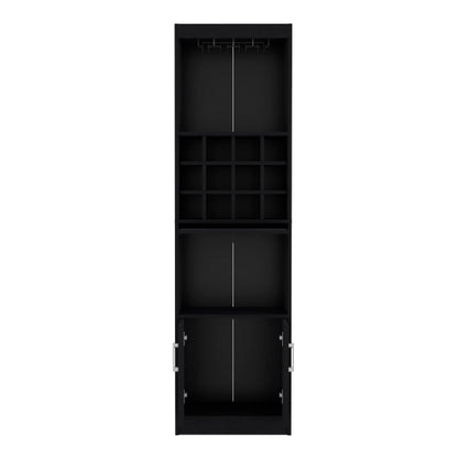 Bar Cabinet 5-Tier, Wine Cabinet, Liquor Cabinet, 12 Bottle Cubbies, 5 Shelves, Black