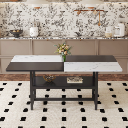 71-Inch Modern Two-Tone Dining Table with Storage Shelf for 6-8