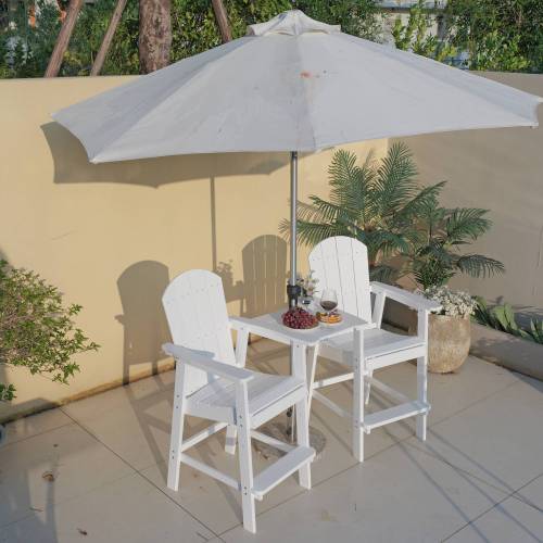 Lounge chair White color, suitable for all seasons: Outdoor lounge chair, made of sturdy HIPS material, equipped with 304 stainless steel accessories.