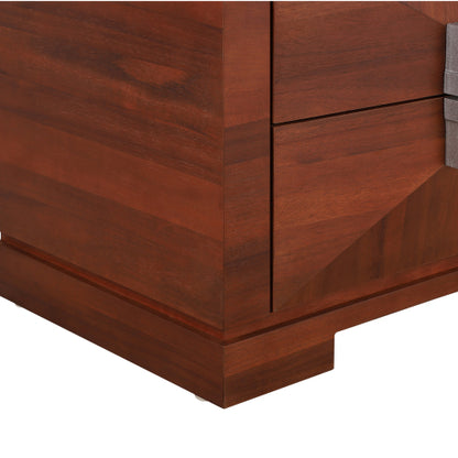 Mid-Century Modern Nightstand, 2 Drawers Wide Sofa Side Table,Wood Diamond Shaped End Table with Storage,Closet with Heavy Duty Base,Small Bedside Table for Bedroom,Living Room,Entrance, Dark Brown