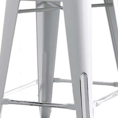 Modern Light Weight Industrial Contemporary Rustic Vintage Costal Metal Barstools with Bucket Back and 4 Leg Design, Seat Bar Stools (Set of 2) (24" Seat, Distressed White)