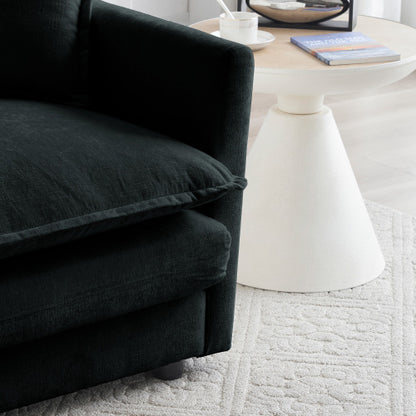 Black Chenille Modular Ottoman Footrest, Mix & Match for 2 3 4 Seater Sectional Sofa