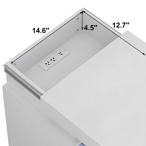 2 Pack White Nightstand, Sliding Top Charging Station & RGB LED Wave Panel Drawers