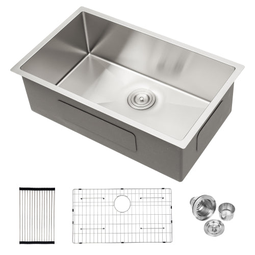Undermount Kitchen Sink - 32"x19" Stainless Steel 16 Gauge Deep Single Bowl Sinks