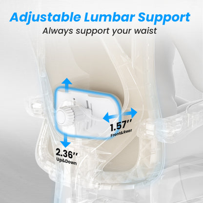 Ergonomic Office Chair with Footrest, Mesh Office Desk Chair with Headrest, High Back Computer Chair with Adjustable Lumbar Support for Home Office Study Room Bedroom, White & Kakhi