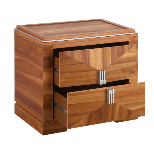 Mid-Century Modern Nightstand, 2 Drawers Wide Sofa Side Table,Wood Diamond Shaped End Table with Storage,Closet with Heavy Duty Base,Small Bedside Table for Bedroom,Living Room,Entrance, Light Brown