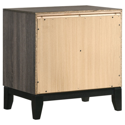 Grey Oak 2-Drawer Nightstand, Modern Bedside Table with Storage Drawers for Bedroom
